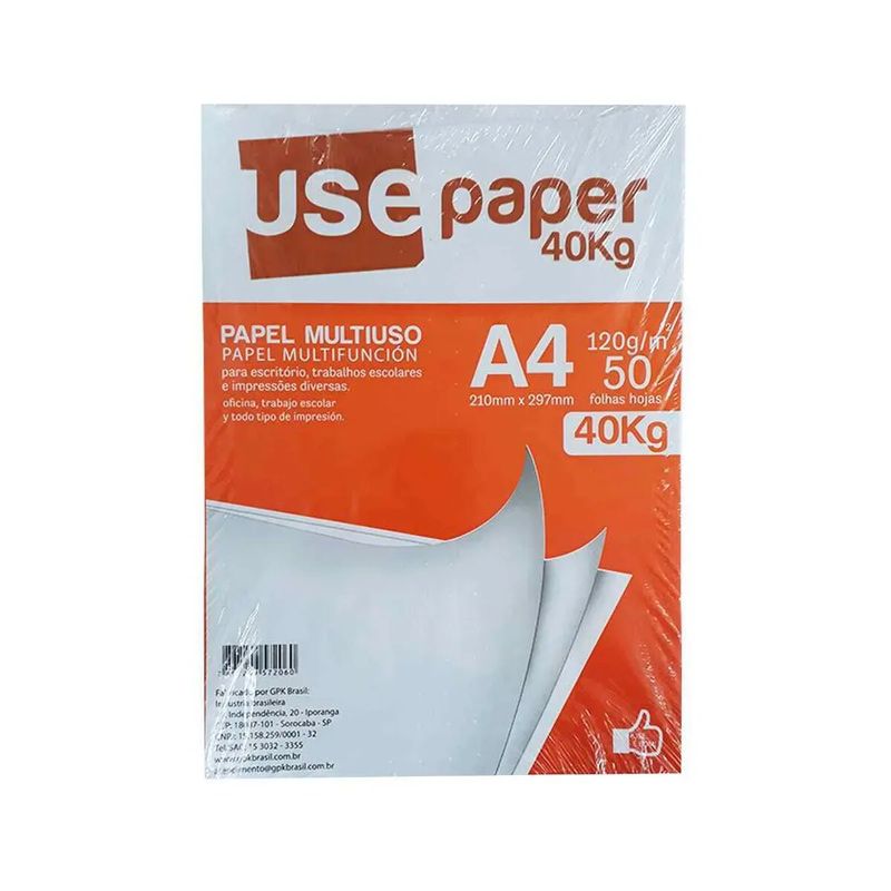 Papel 40kg A4 120g Branco 50f Gpk 0901