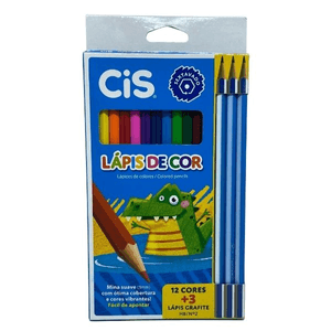 Lápis De Cor Estojo Com 12 Cores + 3 Grafite Cis