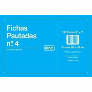 Ficha Pautado 6x9 Número 4 100 Folhas Tilibra