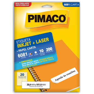 Etiqueta Carta 6081 Laser C 200 Unidaes - Pimaco