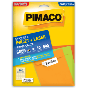 Etiqueta Carta 6089 Laser C/ 600 Unidae - Pimaco