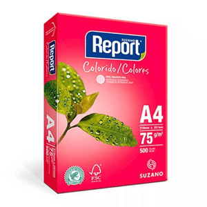 Papel A4 75 g  Rosa 500 Folhas Report