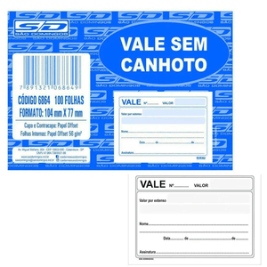 Bloco Vale sem Canhoto 100 Folhas - SD