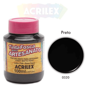 Tinta PVA Fosca 100ml Preta Acrilex