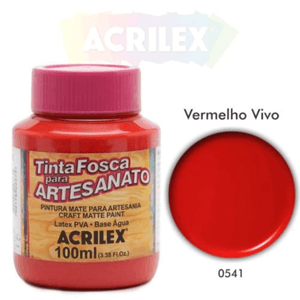 Tinta Pva Fosca Vermelho Vivo100  ml - Acrilex