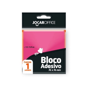 Bloco Adesivo 76X76 Rosa/Neon 100 Folhas - Jocar