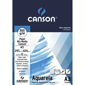 Bloco A3 Aquarela 300 g  12 Folhas - Canson