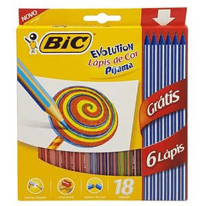 Lápis De Cor Bic Pijama 18 Cores + 06 Grátis