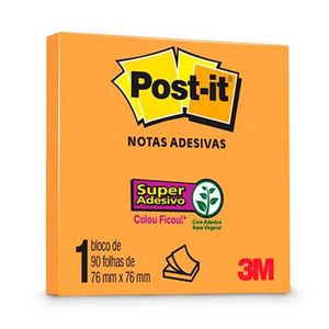 Bloco Adesivo 76X76 Post It Laranja - 3M