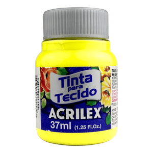 Tinta Tecido Fluorescente Amarela Limão 37  ml - Acrilex