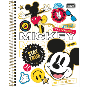 Caderno Colegial Capa Dura Mickey 10 Matérias 160 Folhas Tilibra