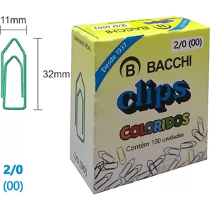 Clips Colorido N 2/0 C/ 100Unidade - Bacchi