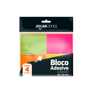 BLOCO ADESIVO 38X50MM JOCCAR NEON C/4UND