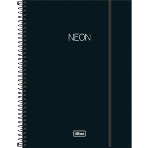 Caderno Espiral     Capa Plástica  Neon Preto  10 Matéria 160 Folhas - Tilibra