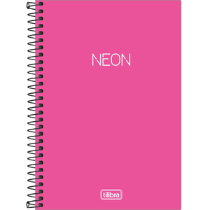 Caderno Capa Plástica Espiral   1/4 Sem Pauta Neon Rosa 80 Folhas - Tilibra