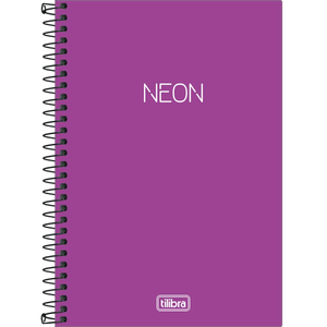 Caderno Capa Plástica Espiral 1/4 Sem Pauta Neon Lilas 80 Folhas - Tilibra