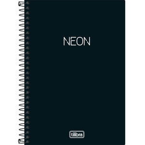 Caderno Capa Dura Espiral 1/4 Neon Preto 80 Folhas Tilibra