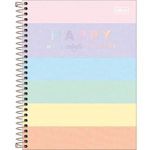 Caderno Colegial Capa Dura Happy Rosa 80 Folhas Tilibra