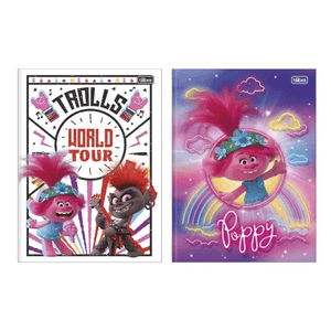 Caderno Capa Dura Brochura Trolls 80 Folhas Tilibra