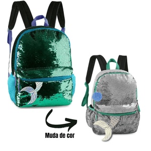 Mochila De Costas Escolar Paetê Calda De Sereia CG2103 Clio