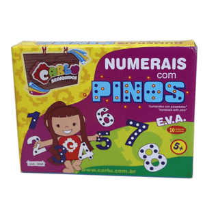 Brinquedo Com Pinos EVA Numerais 55 Peças Carlu