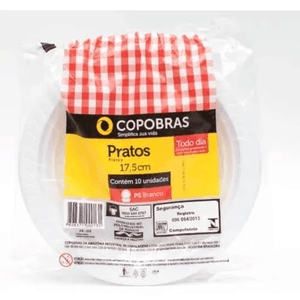 Prato Raso Decartável  17,5 cm   C/  10 Branco - Copobras