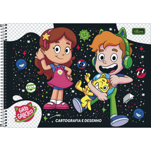 Caderno Capa Dura Espiral Para Desenho Gato Galactico 80 Folhas Tilibra