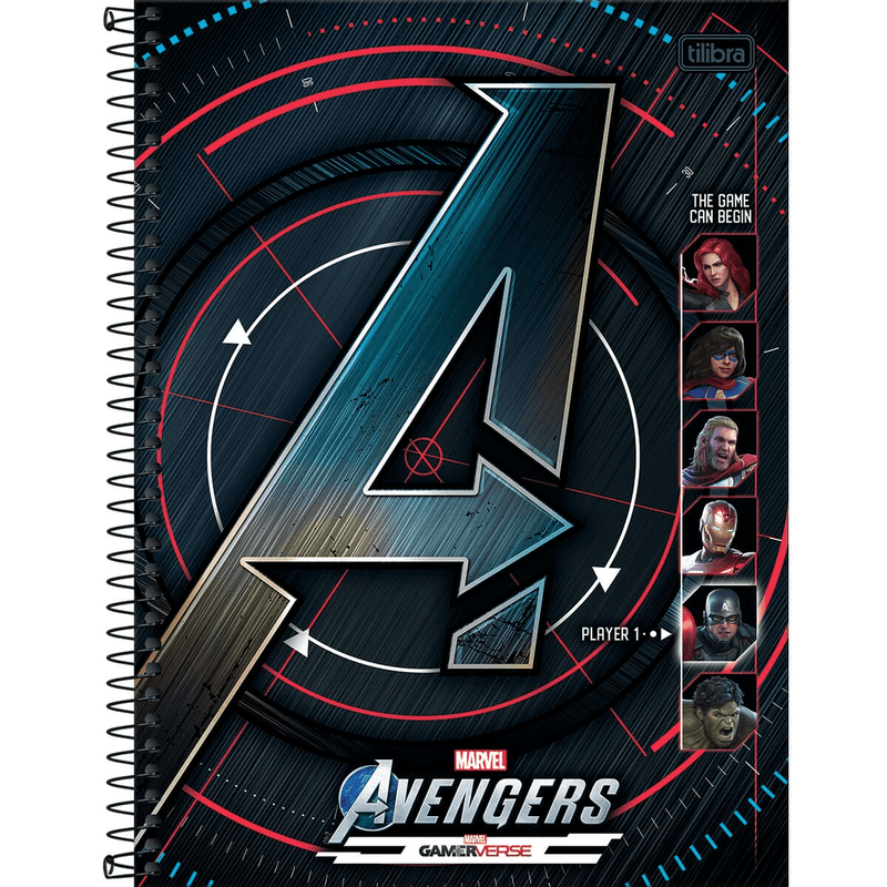 Caderno-Espiral-Capa-Dura-1-Materia-Avengers-Gamer-80-Folhas-Tilibra-1X1UN