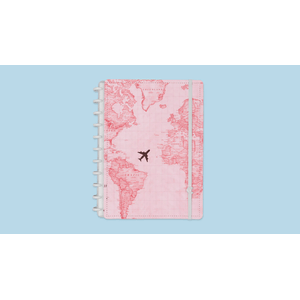 Caderno Inteligente  By Gocase Mapa Mundi Rosa 80 Folhas A5