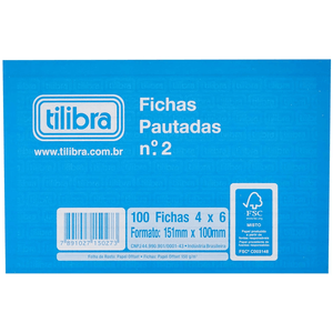 Ficha Pautada 4x6 Número 2 100 Folhas Tilibra