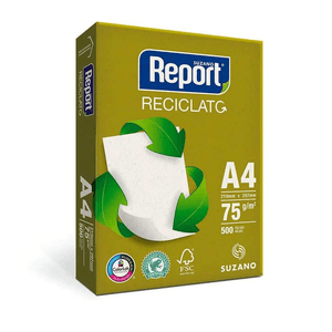 PAPEL A4 RECICLADO RESMA (500 FOLHAS) 75G REPORT