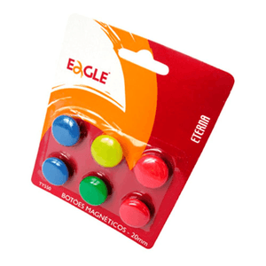 Imãs Magnéticos Colororido 20mm Com 6 Unidades Eagle