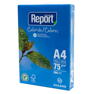 PAPEL A4 AZUL RESMA (500 FOLHAS) 75G REPORT