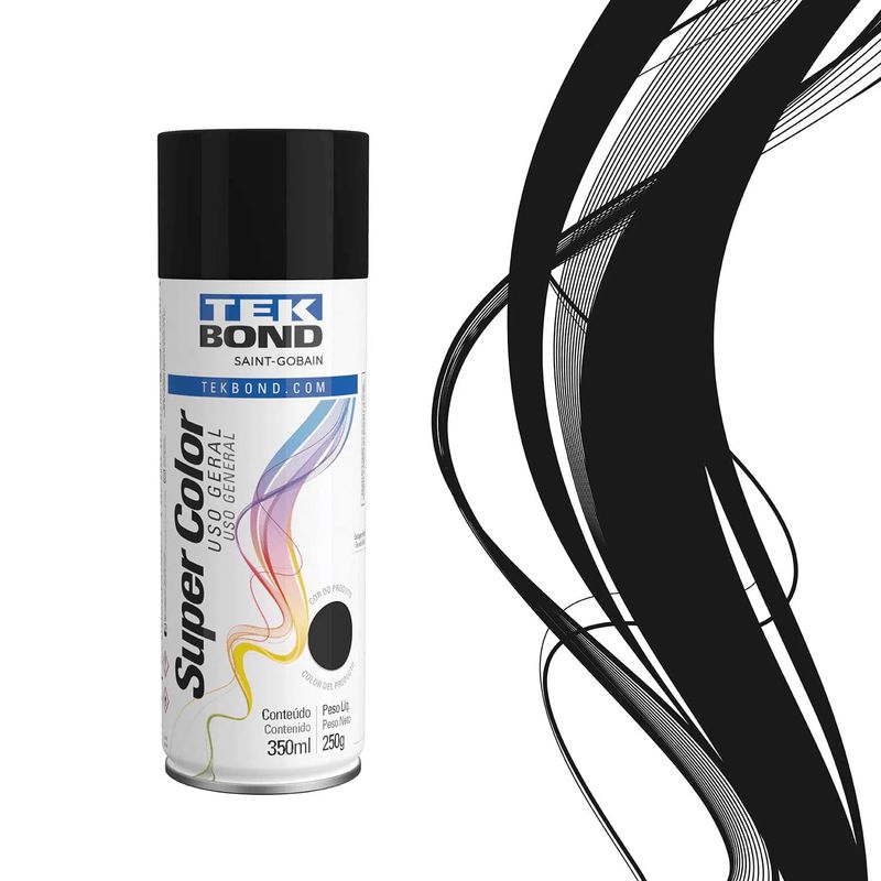 Tinta-Spray-Uso-Geral-Preto-Fosco-350Ml-250G---Tekbond