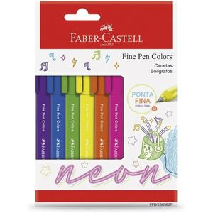 Caneta Fine Pen Coloros Estojo C/ 6 Cores Neon - Faber Castell