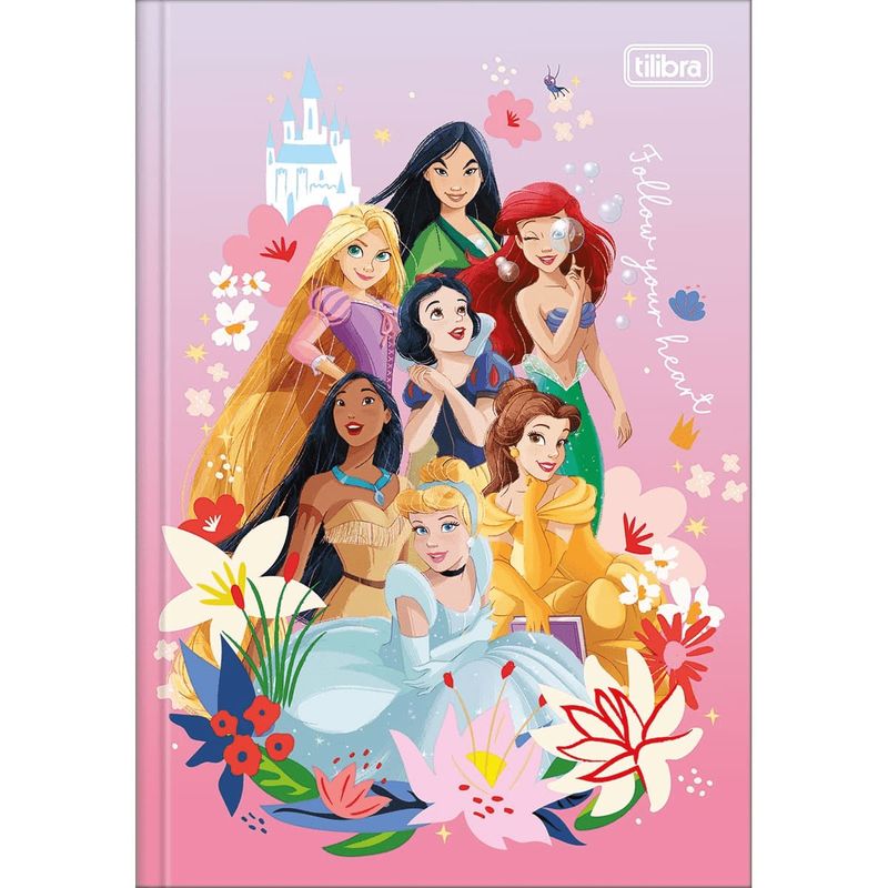 Caderno-Brochura-Capa-Dura-1-4-Princesas-48-Folhas----Sortido