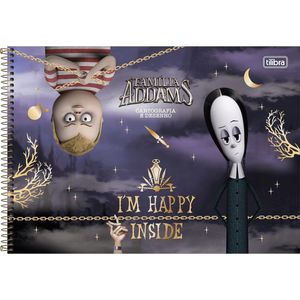 Caderno Capa Dura Espiral Desenho Familia Addams 80 Folhas  - Tilibra