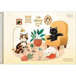 Caderno-de-Cartografia-e-Desenho-Espiral-Capa-Dura-Purrfect-Cats-80-Folhas---Sortido