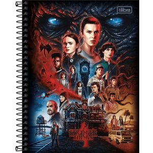 Caderno Capa Dura Colegial Stranger Things 1 Matéria 80 Folhas Tilibra