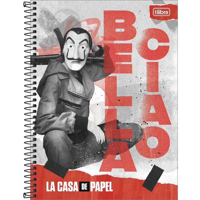 Caderno-Universitario-Espiral-La-Casa-De-Papel-10-Materias-160-Folhas-Tilibra