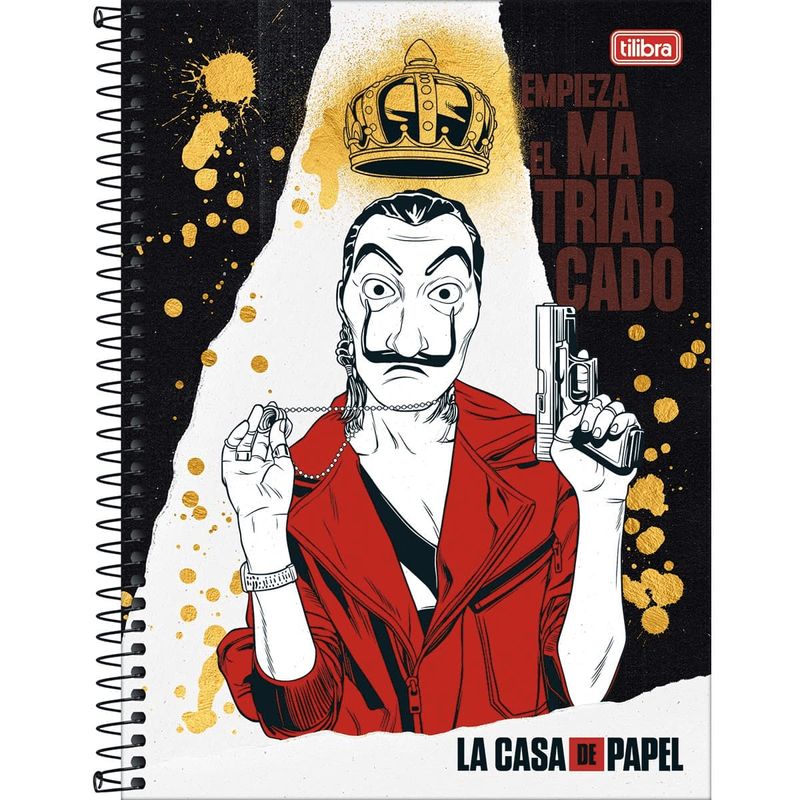 Caderno-Universitario-Espiral-La-Casa-De-Papel-10-Materias-160-Folhas-Tilibra