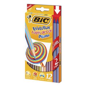 Lápis De Cor Bic Evolution Pijama 12 Cores + 02 Pretos