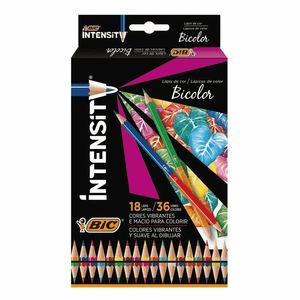 Lápis de Cor Bicolor Intensity BIC 36 Cores 18 Unidades