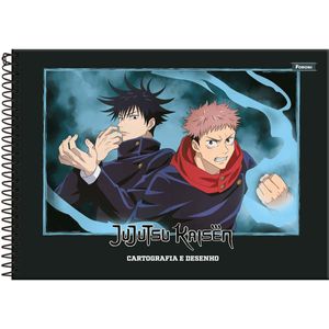 Caderno Desenho Capa Dura  Espiral    Jujutsu Ka 80 Folhas - Foroni