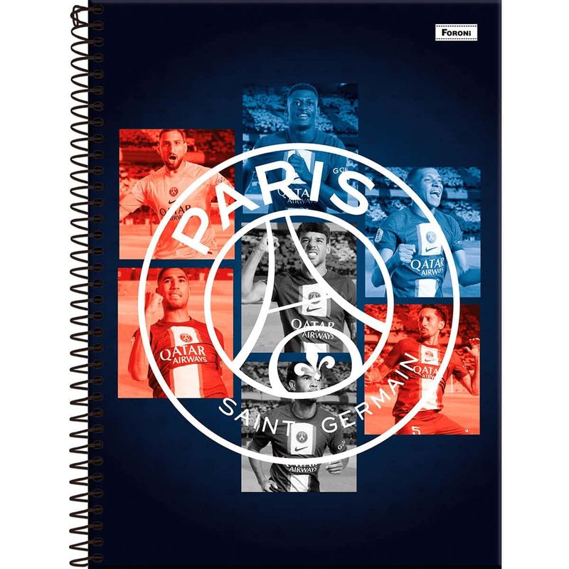 Caderno-Universitario-Capa-Dura-Paris-Saint-Germain-10-Materias-160-Folhas-Foroni