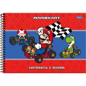 Caderno para Desenho Capa Dura  Espiral Mario Bross 80 Folhas - Foroni