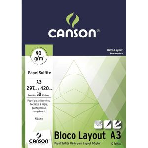 Bloco A2 Layout 90 g  Liso 50 Folhas - Canson