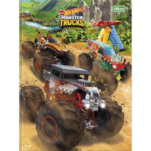 Caderno Brochura Capa Dura Universitário Hot Wheels Monster Trucks 80 Folhas