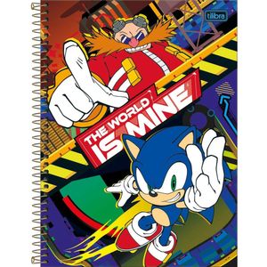 Caderno Capa Dura Universitário Sonic 1 Matéria 80 Folhas Tilibra