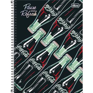 Caderno Universitário coca-cola Capa Dura espiral10 Matérias 160 Folhas Tilibra